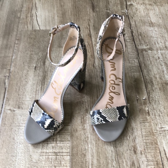 Sam Edelman Yaro Leather Snake print Square heels - Picture 1 of 14